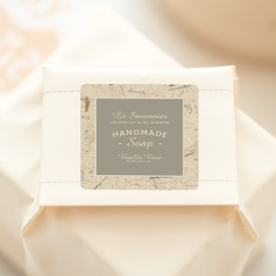 Adesivo Quadrado Sabão Natural de Papel Floral Falso Feito À Manc