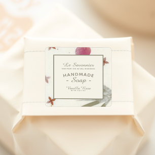 Adesivo Quadrado Sabão Natural De Papel Floral Faux Fabricado À Man