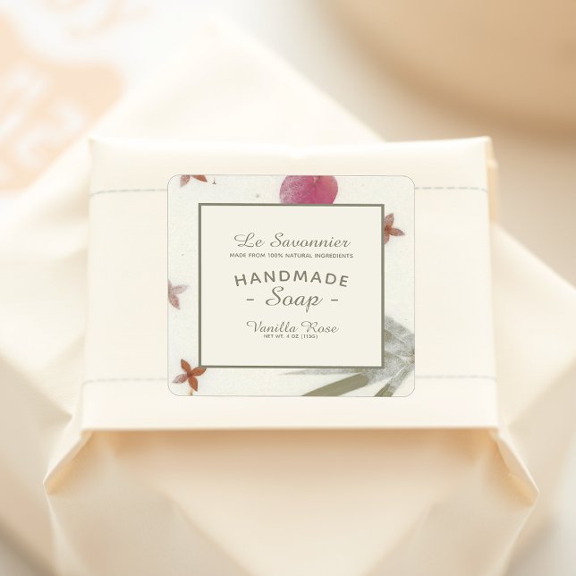 Adesivo Quadrado Sabão Natural De Papel Floral Faux Fabricado À Man (Criador carregado)