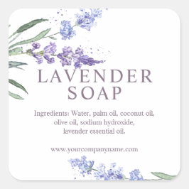 Adesivo Quadrado Sabonete Floral Lavanda Aquarela
