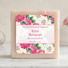 Adesivo Quadrado Sabonetes Cosméticos Rosas