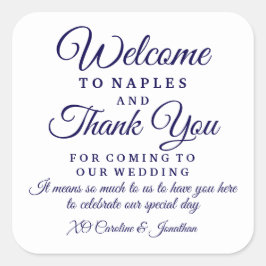 Adesivo Quadrado Saco de Agradecimento de Boas Vindas de Casamento 