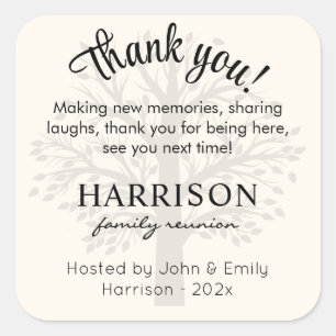 Adesivo Quadrado Sacolinha de Agradecimento de Reunião de Família P