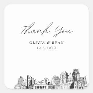 Adesivo Quadrado Sacramento Wedds Landmarks Favor Obrigado