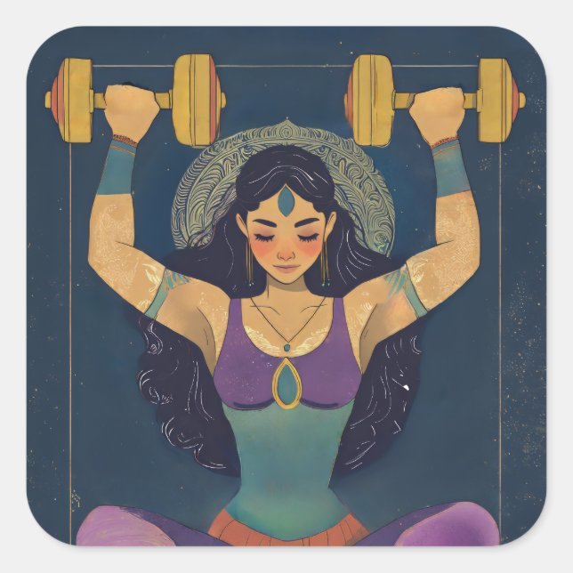 Adesivo Quadrado Sacred Strength Goddess Weightlifting Sticker (Frente)