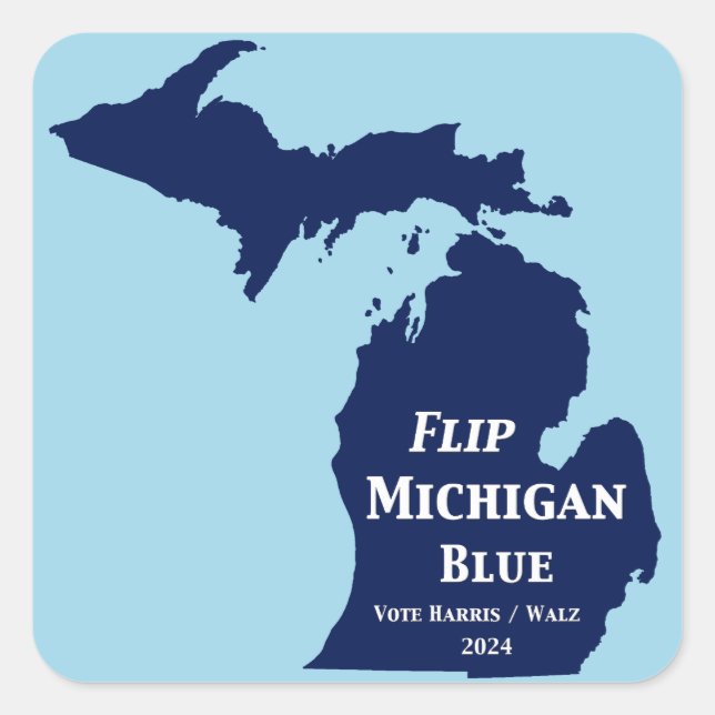 Adesivo Quadrado Sacudir Michigan Blue em 2024 (Frente)