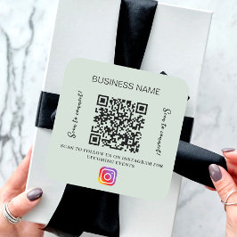 Adesivo Quadrado Sage green business name qr code instagram