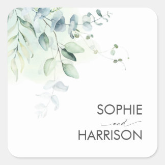 Adesivo Quadrado Sage Green Eucalyptus Greenery Square Sticker