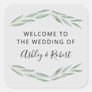 Adesivo Quadrado Sage Greenery Bots de Boas-vindas,