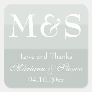 Adesivo Quadrado Sage Simple Modern Chic Script Wedding 