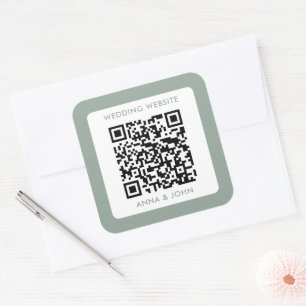 Adesivo Quadrado sage verde moderno código qr do casamento minimali
