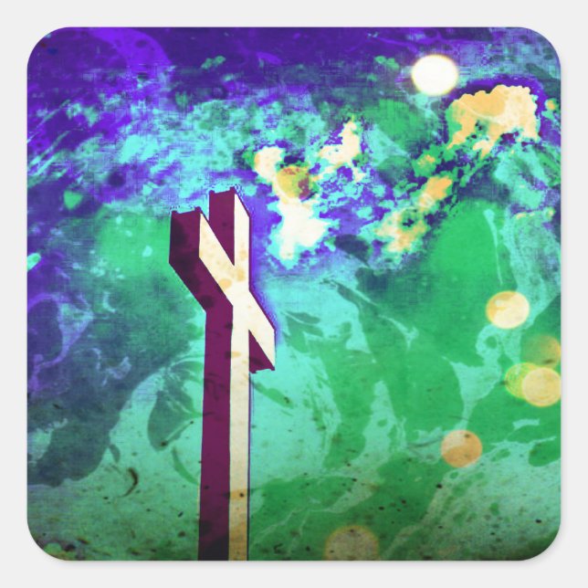 Adesivo Quadrado Sagrada cruz-púrpura-adesivos (Frente)