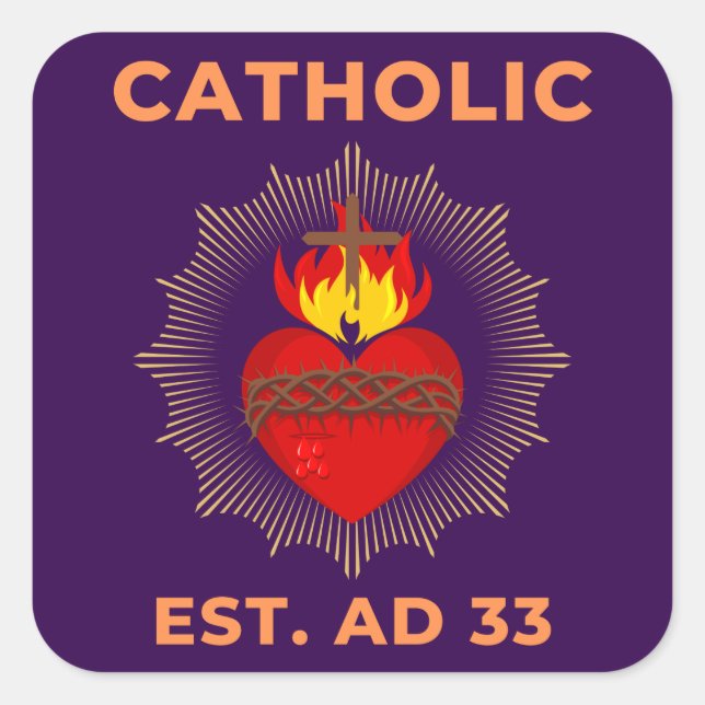 Adesivo Quadrado Sagrado Cardíaco Católico Sticker AD 33 (Frente)