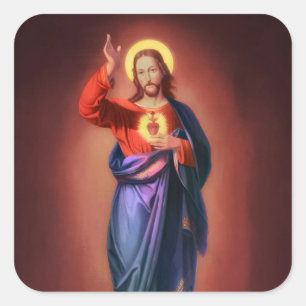 Adesivo Quadrado Sagrado Coração de Jesus Cristo