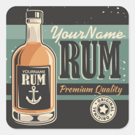 Adesivo Quadrado Sailor Personalizado Rum Liquor Bottle Sign