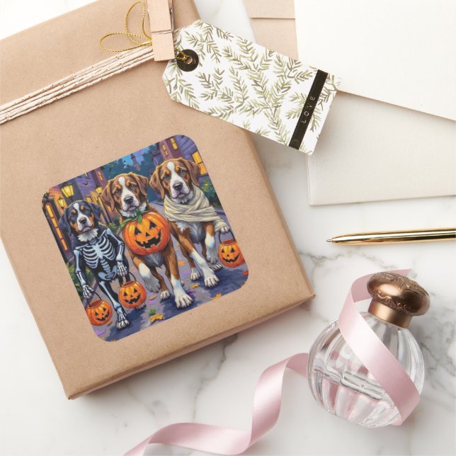 Adesivo Quadrado Saint Bernard Dogs in Halloween Costumes (Presentear)