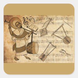 Adesivo Quadrado Saint Yared & The Ethiopian Music Instrument