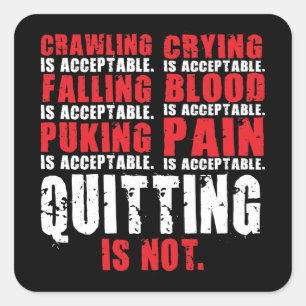 Adesivo Quadrado Sair Não É Aceitável - Motivação do Workout