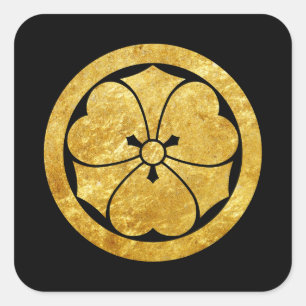 Adesivo Quadrado Sakai Mon Japonês samurai faux gold em preto