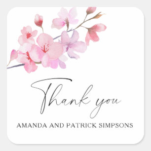 Adesivo Quadrado Sakura - Agradecimento de Casamento