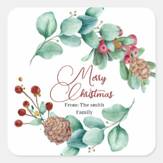 Adesivo Quadrado Salas de Natal e Holi Wreath com pinecone