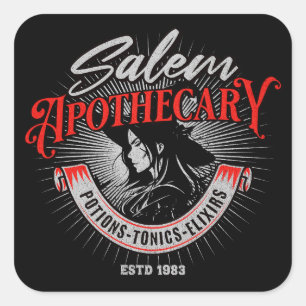 Adesivo Quadrado Salem Apothecary Vintage Witch