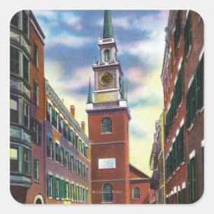 Adesivo Quadrado Salem Street View of Old North Church Bldg
