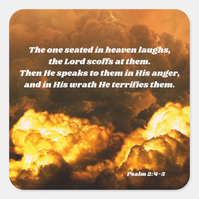 Adesivo Quadrado Salm 2 Frath of God Bíblia Verse (Frente)