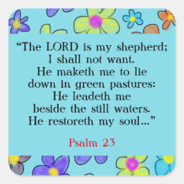 Adesivo Quadrado Salmo 23 Bíblia Oração Flor Azul