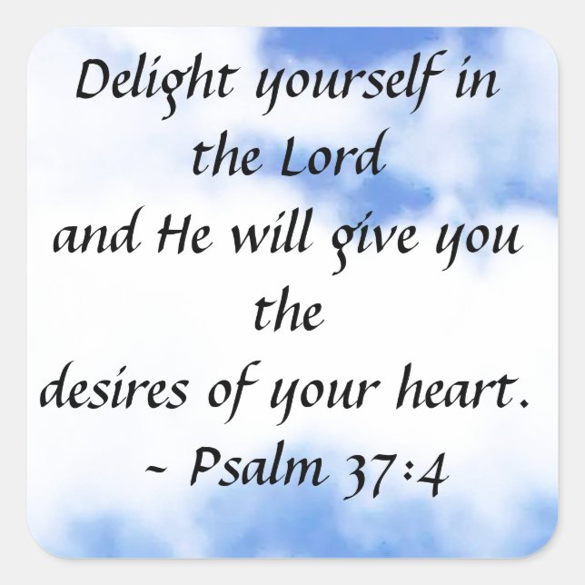 Adesivo Quadrado Salmo 37:4 (Frente)