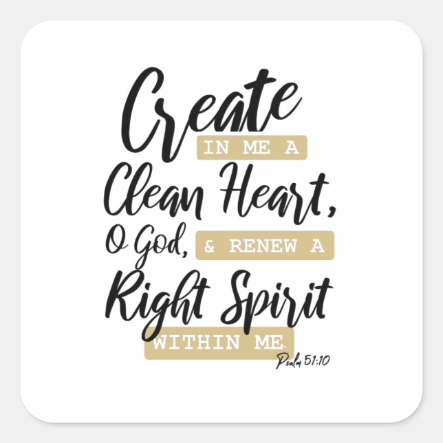 Adesivo Quadrado Salmo 51:10 Jesus Bíblia Cristã Verso (Frente)