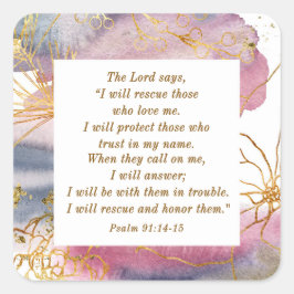 Adesivo Quadrado Salmo 91:14-15 O Senhor diz que vou salvar a Bíbli