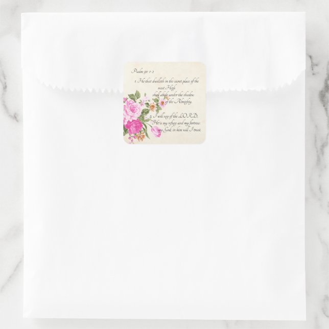 Adesivo Quadrado Salmo 91:1-2 (Bolsa)