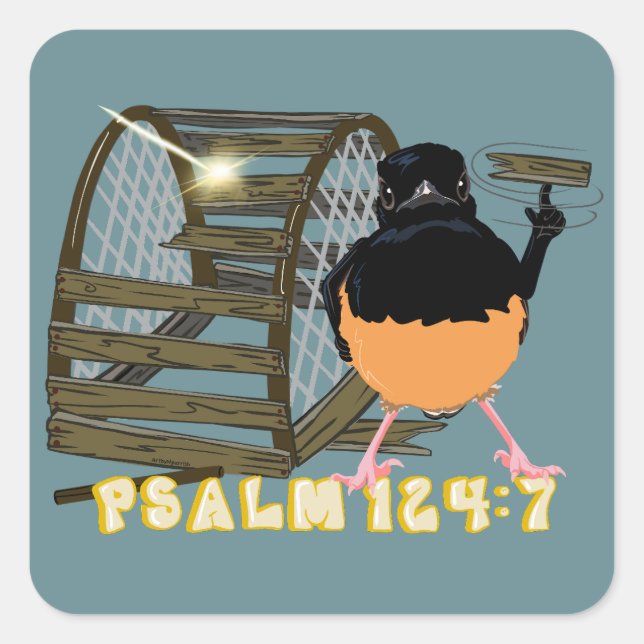 Adesivo Quadrado Salmos — Shama Branca Rumada (Frente)