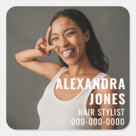 Adesivo Quadrado Salon Business Stylist de Cabelo Moderno