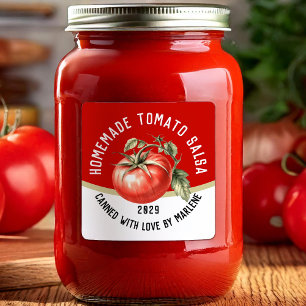 Adesivo Quadrado Salsa de tomate caseira com tomate vermelho
