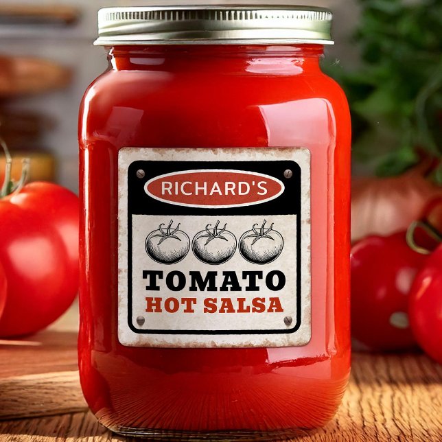 Adesivo Quadrado Salsa quente de tomate personalizado enferrujado c (Criador carregado)