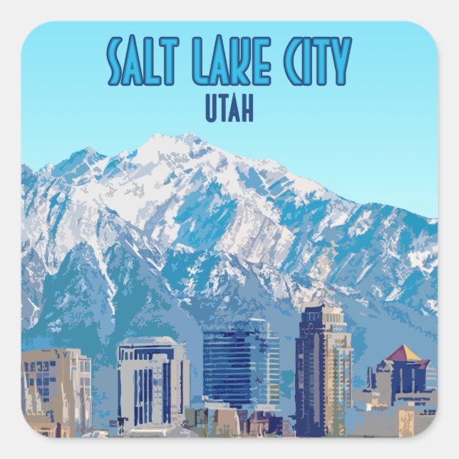 Adesivo Quadrado Salt Lake City, Utah, Centro Vintage (Frente)
