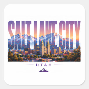 Adesivo Quadrado Salt Lake City Utah Paisagem Montanhosa Viagem