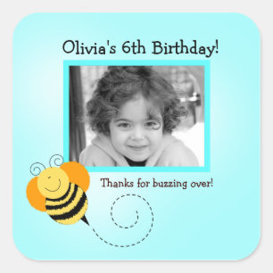 Adesivo Quadrado SALTO BEE Foto SQUARE Favor Sticker