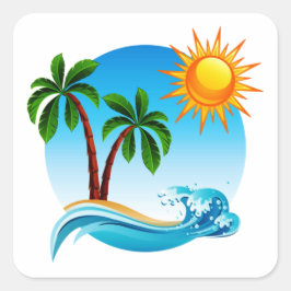 Adesivo Quadrado Salto na praia