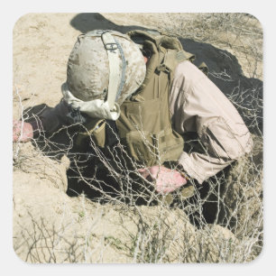 Adesivo Quadrado Saltos do fuzileiro naval dos E.U. abaixo de um