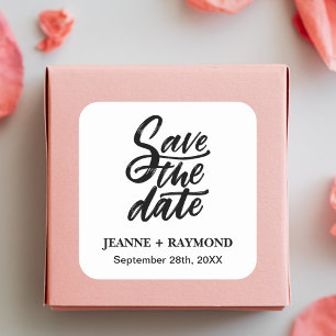 Adesivo Quadrado Salva a Data de Casamento Personalizado com Letra