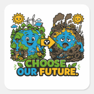 Adesivo Quadrado Salvar Ação Climática da Terra Eco
