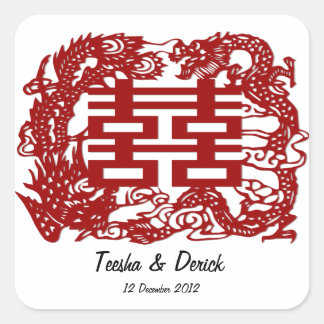 Adesivo Quadrado salvar o casamento da dupla felicidade vermelha