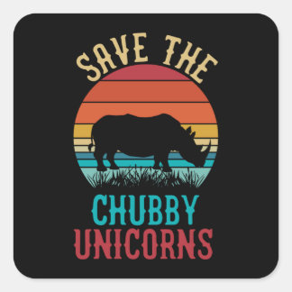 Adesivo Quadrado salvar o estilo retro de unicórnios chubby