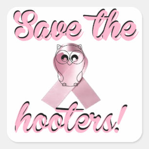 Adesivo Quadrado Salvar os hooters, consciência do cancro da mama