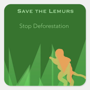 Adesivo Quadrado Salvar os Lemurs