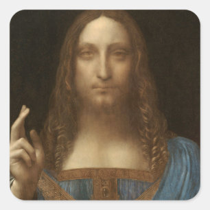 Adesivo Quadrado Salvator Mundi de Leonardo da Vinci (Jesus Cristo)