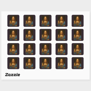 ADESIVO QUADRADO SALVATOR MUNDI FINE ART IMPRESSÃO
